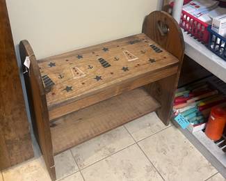 Wooden bench w/heart cutouts