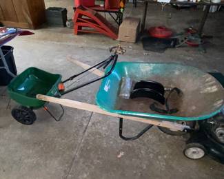 Seeder and wheel barrow