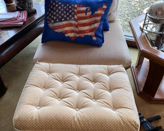 2 of 2 cushioned chair and matching foot rest