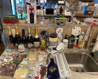 Assorted festive barware items