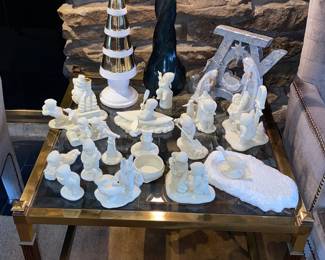 Glass topped gold metal table - Snow Baby collection