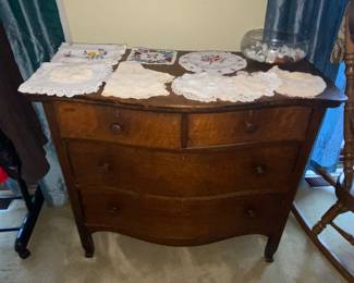 Antique oak serpentine front dresser -beautiful patina!