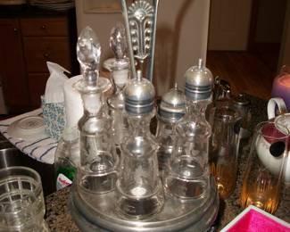 Condiment Cruet Set / Bottle and Stand