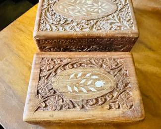 Hand Carved Wood Boxes