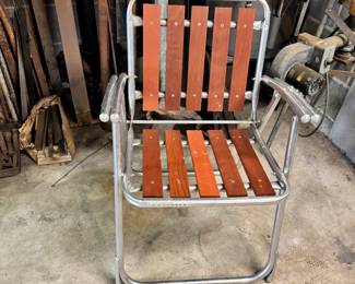 Mid Century Redwood Aluminum Chair