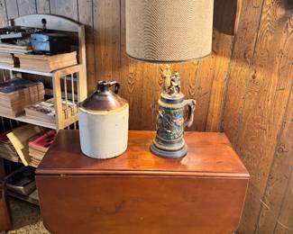 Drop Leaf Table, Jug and Ceramic Stein Lamp