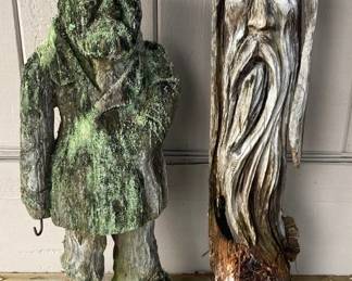 Carved Wooden Pirate And Tree Spirit 