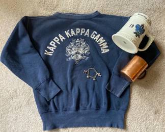 Vintage Sorority Sweatshirt And Football Charm Bracelet