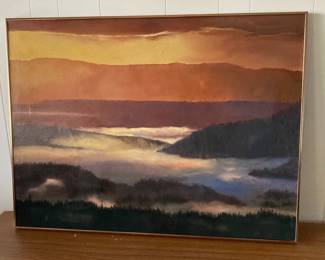 F Tourtellot Cascade Sunrise Oil Painting