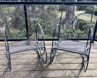 Pair Of Carolina Forge Patio Rocking Chairs
