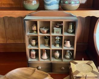 Otagiri Stoneware, Hardwood Tray Brass Miniature Collectibles