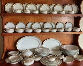 Antique Haviland Co. Limoges Green  Gold China Set