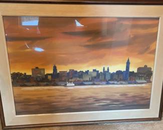 Artist Perry Acker Seattle Skyline Watercolor