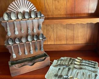 Collectible Sterling Silver Souvenir Spoons  Wall Display