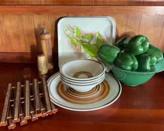 Japan Acsons Stoneware, Glass Jade Bowl, Tin Trays, Trivets, More