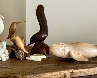 Figurines Wood Pelican, Hummingbirds And Whale, Lenox Elephant