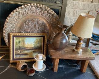 Decorative Copper Dish, Stained Glass Mirror And More 