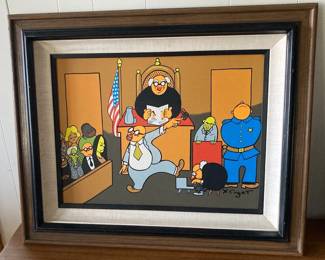 Xavier Cugat "Juicio" Oil On Canvas Circa 1974