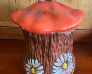 Vintage Hand Painted Mushroom Decanter Cookie Jar