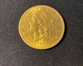 Double Eagle $20 Gold Coin from 1903