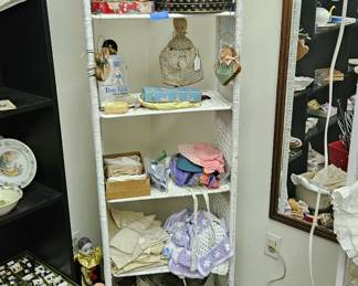 Wicker shelf with kids items