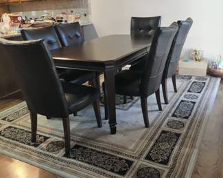 ASHLY EXCELLENT CONDITION- CLEAN HOME HIGH QUALITY SOLID WOOD DINING TABLE AND 6 HIGH QUALITY CHAIRS-FEELS LIKE LEATHER NO VISIBLE LABEL $400