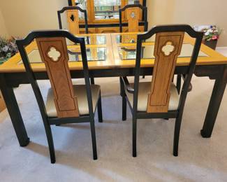 Vintage Thomasville Embassy Asian Chinoiserie Dining Table and 4 chairs $400  ....sells on charish and etsy and 1st dibs in the $2-3,000's 