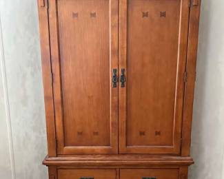Wood Armoire TV Armoire With RCA TV and Emerson DVD Player
