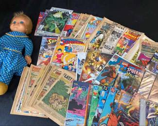 Vintage Mrs. Beasley Doll And Comic Books