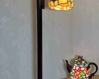 Stained Glass Floor And Tea Pot Side Table Lamp
