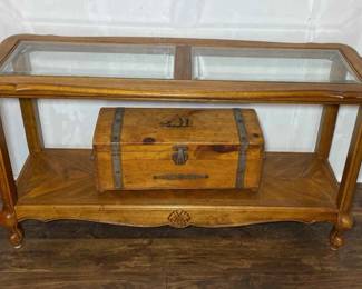 Glass Top Wood Table And Cedar Chest