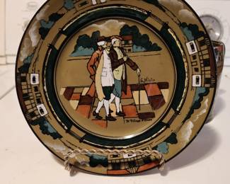 Vintage Buffalo Pottery Deldare Ware "Ye Olden Days" Saucer Plate 6"