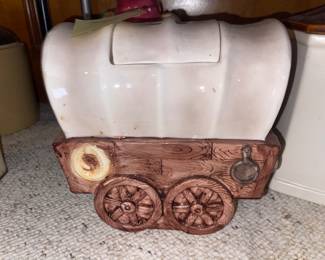 Vtg, original and rare Macy's Cookie Wagon Cookie Jar 1960s. Hand painted 