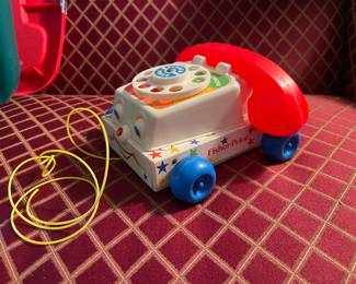Vintage 1985 Fisher Price Chatter Telephone Phone Pull Toy w/ Moving Eyes #747