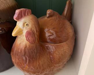 Vintage Rare Papco USA Collectible Home Decorative Hen Chicken Cookie Jar w/ Lid