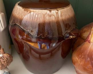 Vintage McCoy Pottery brown drip glaze cookie jar