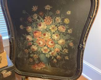 Antique Hand Painted Fireplace Screen