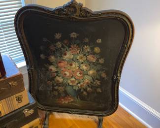Antique hand painted fireplace screen