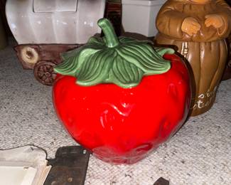 1970s Vintage House of Webster Ceramic Strawberry Cookie Jar