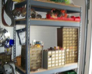 Metal Shelf ; Tools and other garage items