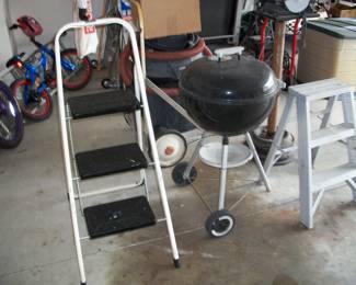 Stepladder ; Weber Grill ; Small Aluminum Stepstool.