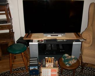 Media Cabinet, JVC 42 in TV, Green Seat Stool