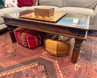 Nice Wooden Coffee Table w/ Glass Top