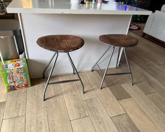 Four Hands Leather & Steel Bar Stools