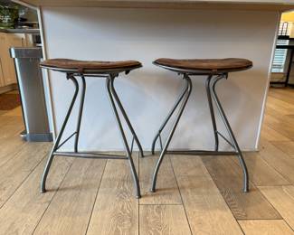 Four Hands Leather & Steel Barstools