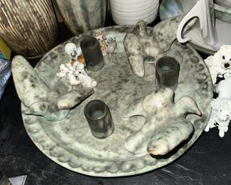 Peter's Pottery Dove Candle Plate