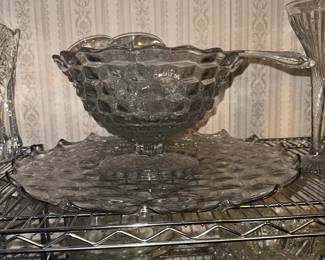 American Fostoria Tom and Jerry punch bowl with platter