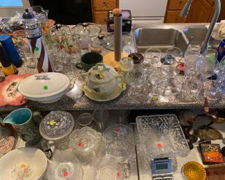 Lots of Glassware and kitchen items. 