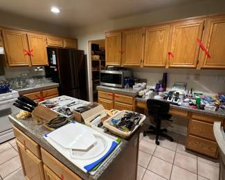 over view of all of our kitchen supplies 