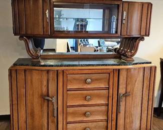 2 BeautifulArtDecoMarbleTopBarBuffetCabinet